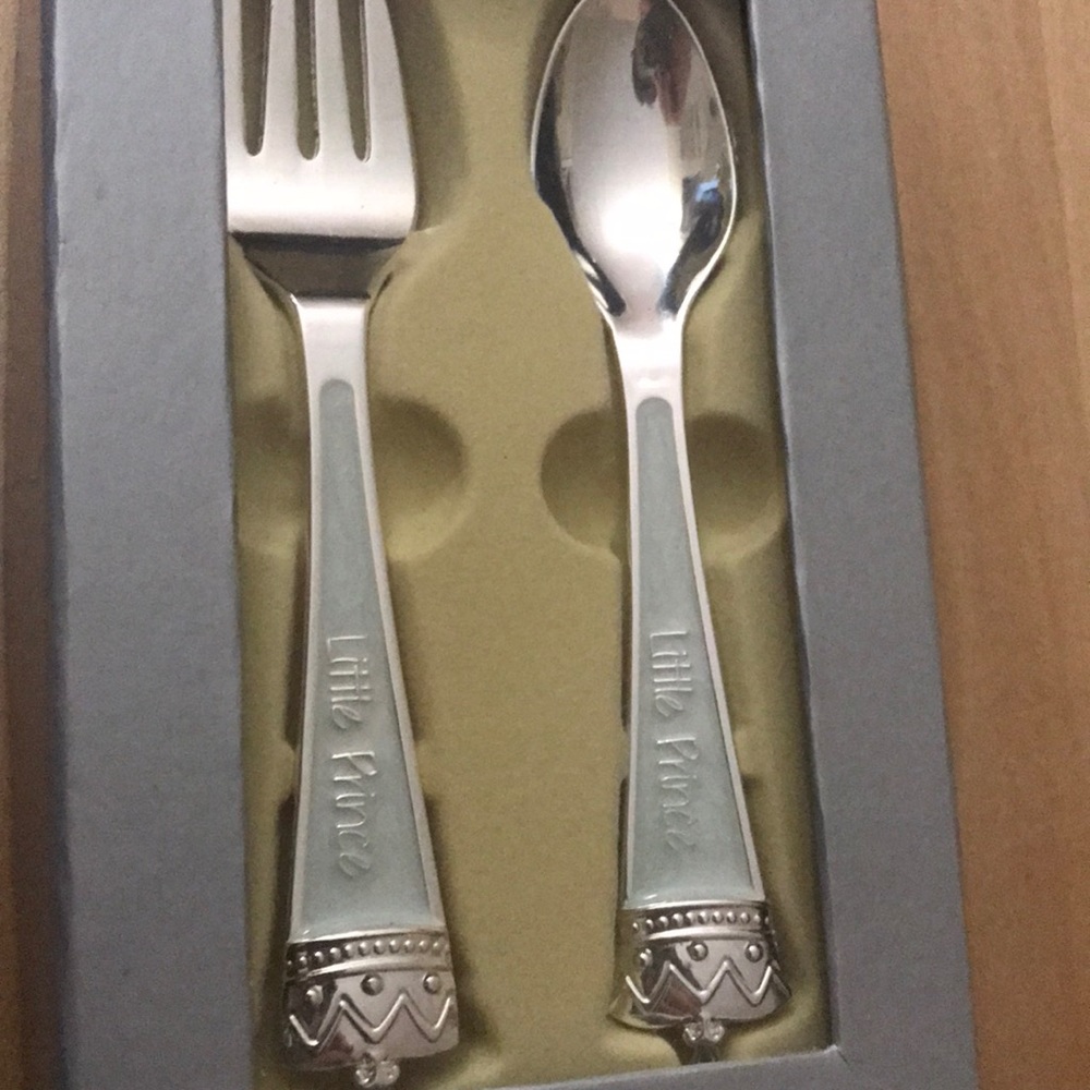 Demdaco Prince Spoon & Fork Keepsake baby boy